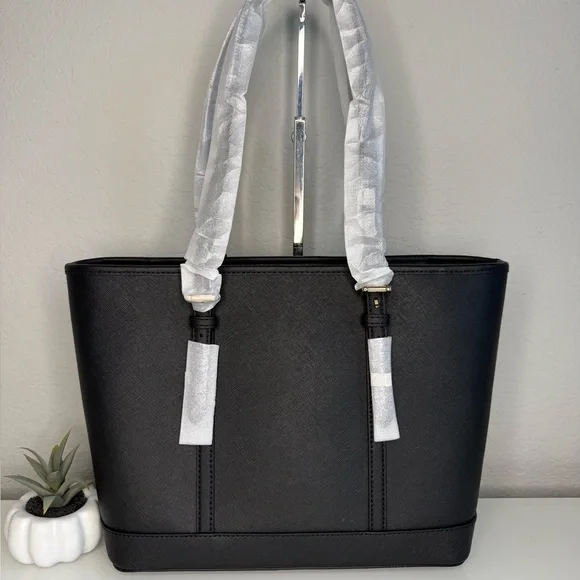 MICHAEL KORS Jet Set Travel SM Top Zip Shoulder Tote & Trifold Wallet Black NWT - Picture 5 of 16